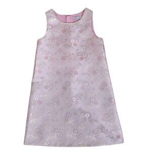 Rachel Zoe Pink/Gold Brocade Dress with Pearl Neckline Lined Size 7? READ SIZE